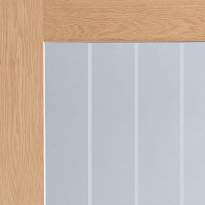 Image for XL Joinery Suffolk Internal Oak Rebated Door Pair with Clear Etched Glass 1981 x 1220 x 40mm (48")