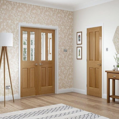 Image for XL Joinery Victorian 4 Panel Pre-Finished Internal Oak Fire Door 1981 x 762 x 44mm (30")