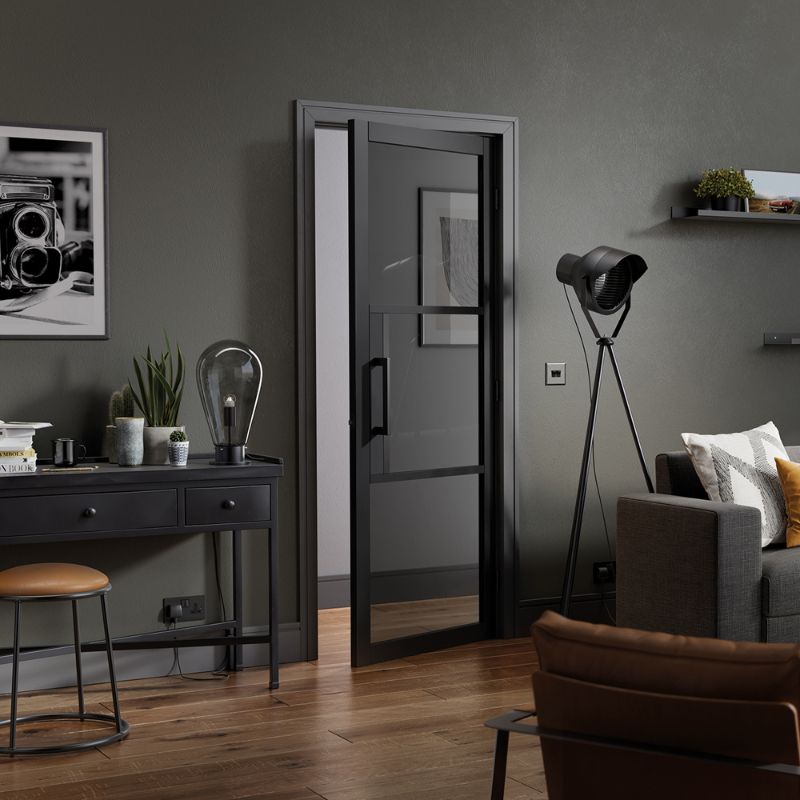 LPD Tribeca Black 3L Tinted Glazed Internal Door - 78in x 27in x 35mm (1981 x 686mm)
