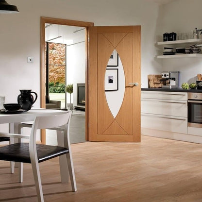 Image for XL Joinery Pesaro Pre-Finished Internal Oak Door with Clear Glass 2040 x 726 x 40mm