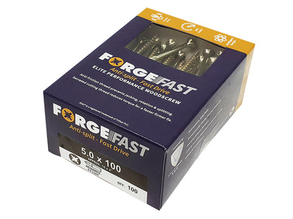 Forgefix Anti-Spilt & Fast Start Woodscrew 5mm x 100mm (10 x Box of 100)