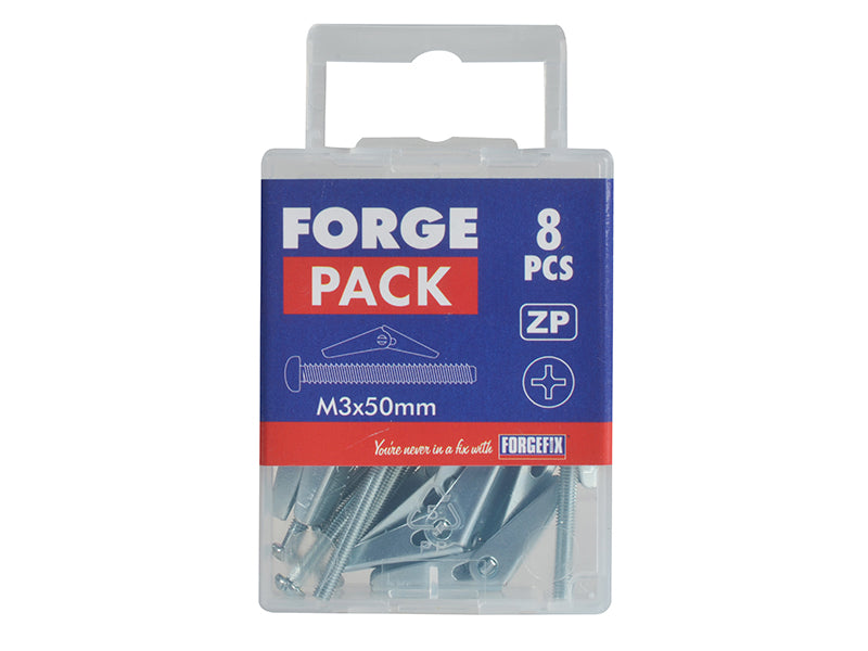 Forgefix Plasterboard Spring Toggles - M3 x 50mm / Zinc plated (Box of 100)