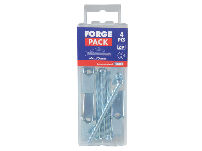 Forgefix Plasterboard Spring Toggles - M6 x 75mm / Zinc plated (Box of 100)