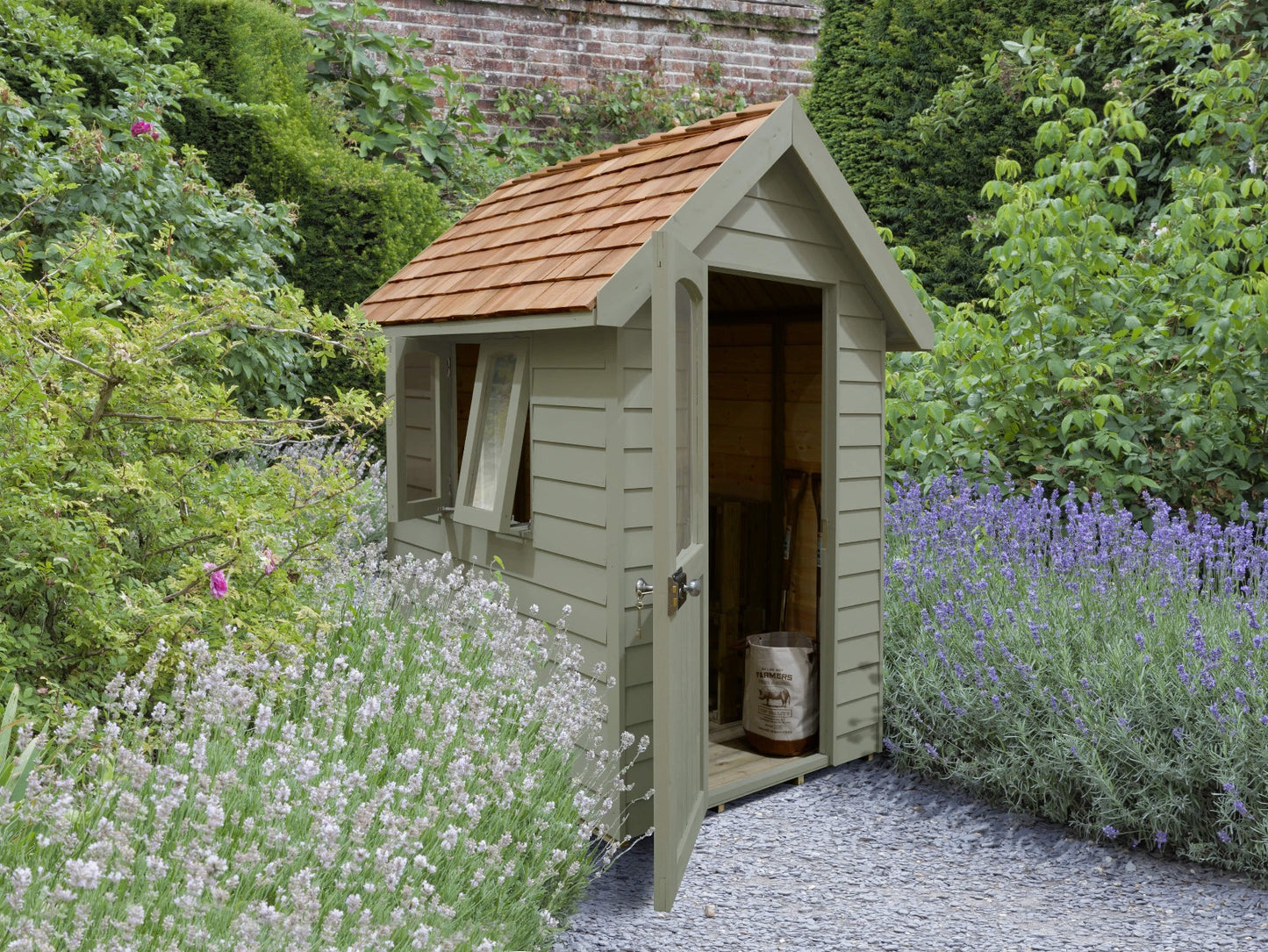 Forest Retreat Redwood Shed Moss Green - 6 x 4 ft