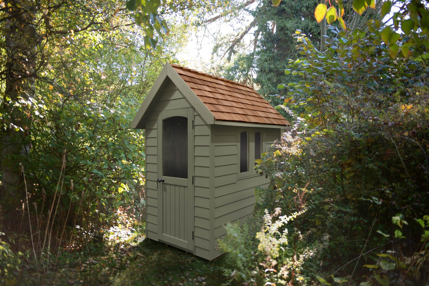 Forest Retreat Redwood Shed Moss Green - 6 x 4 ft