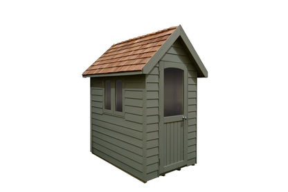 Forest Retreat Redwood Shed Moss Green - 6 x 4 ft