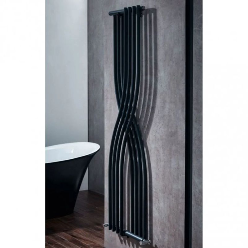 Aqua Contour Vertical Wall-Mounted Curved Radiator - 1775mm x 450mm - Anthracite