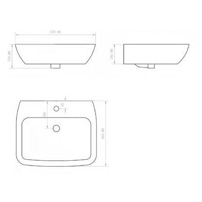 Aqua Piccolo 570mm Basin - 1 Tap Hole 