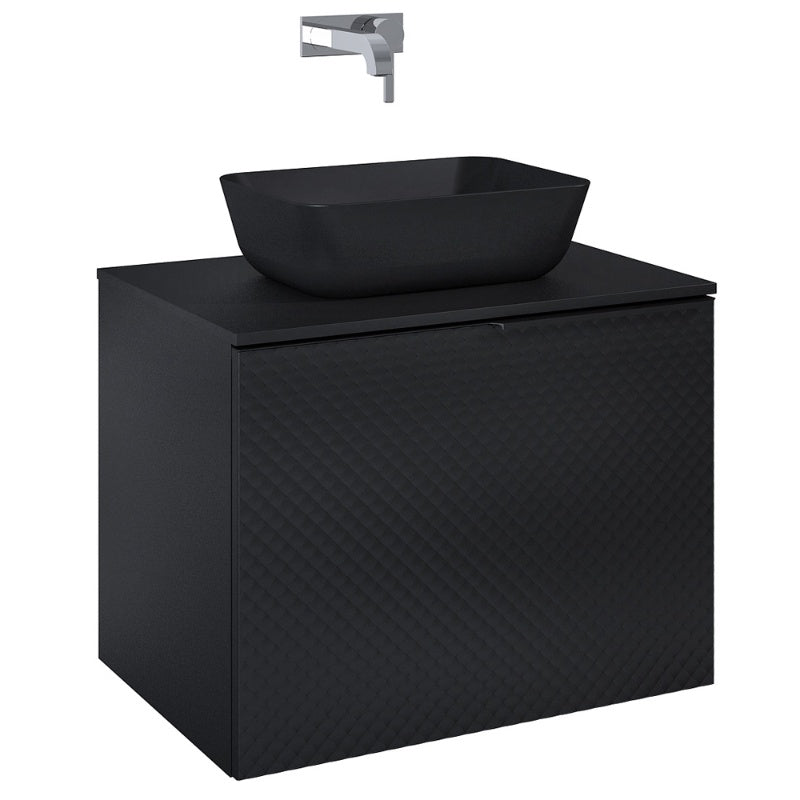 Aqua Glam Wall Hung Vanity Unit with 1 Drawer Black - All Lengths