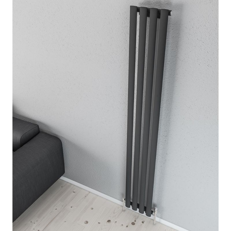 Aqua Moda Vertical Aqua Steel Radiator (Single) - Texture Anthracite - All Sizes