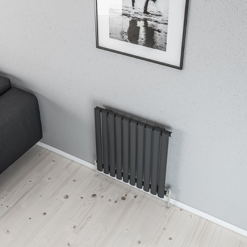 Aqua Moda Horizontal Aqua Steel Radiator (Single) - Texture Anthracite - All Sizes