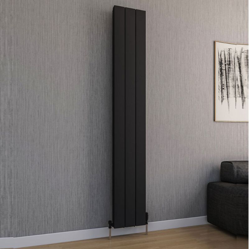 Aqua Vetta Vertical Aluminium Radiator Textured Black - All Sizes