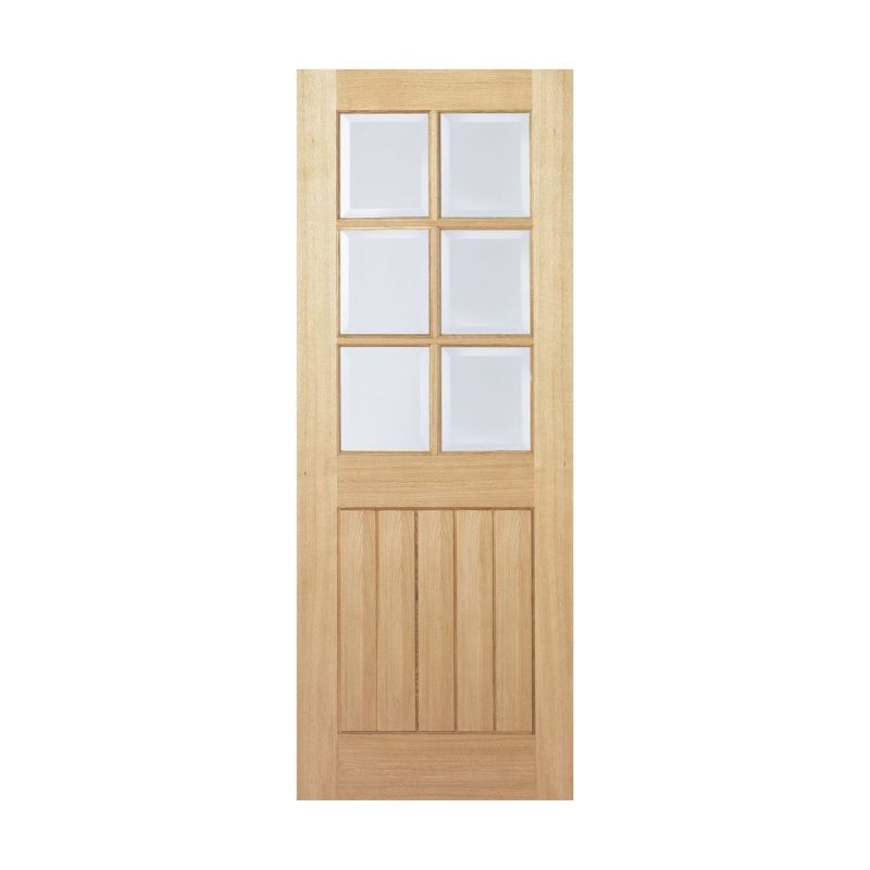 LPD Mexicano Oak 6 Light Clear Glazed Unfinished Internal Door 78in x 24in x 35mm (1981 x 610mm)