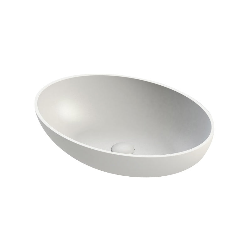 Aqua Galvano Oval Solid Surface Basin - W570mm x H150mm x D405mm