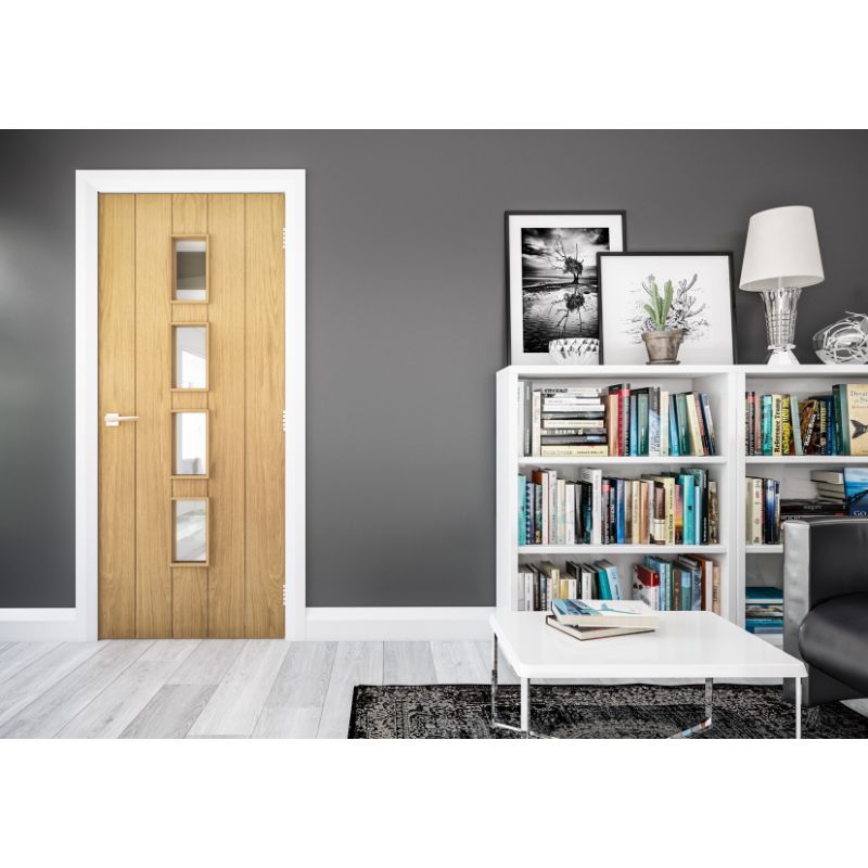 Deanta Galway Unfinished Glazed Interior Oak Door