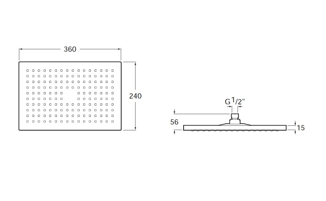 Image for Roca Rainsense Rectangle Shower Head - Ceiling Or Wall Installation