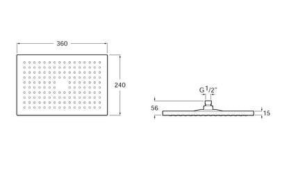 Image for Roca Rainsense Rectangle Shower Head - Ceiling Or Wall Installation