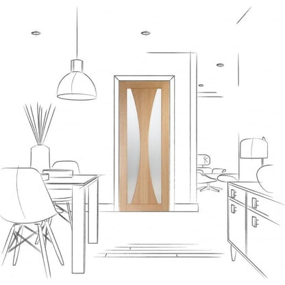 Image for XL Joinery Verona Internal Oak Door with Obscure Glass 1981 x 762 x 35mm (30")