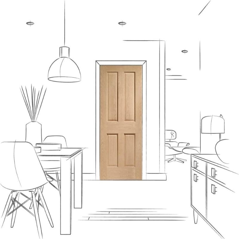 Image for XL Joinery Victorian 4 Panel Internal Oak Door 2032 x 813 x 35mm (32")