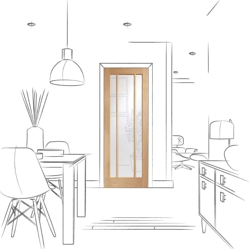 Image for XL Joinery Worcester 3 Light Internal Oak Door with Clear Glass 2040 x 826 x 40mm