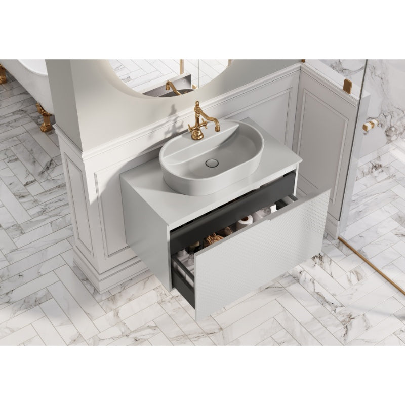 Aqua Glam Wall Hung Vanity Unit - Matt White (715mm x 540mm)