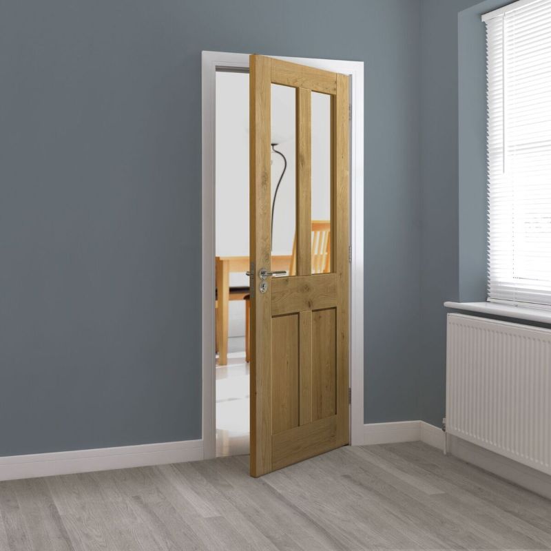 JB Kind Rustic Oak 4 Panel Glazed Pre-Finished Door - 1981 x 762 x 35mm 