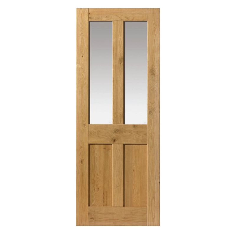 JB Kind Rustic Oak 4 Panel Glazed Pre-Finished Door - 1981 x 762 x 35mm 