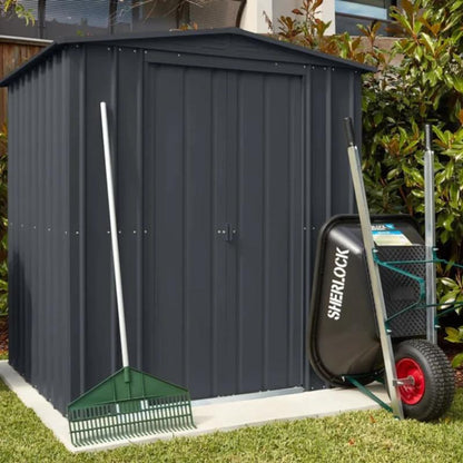 Globel Apex Metal Garden Shed (Anthracite Grey) - All Sizes