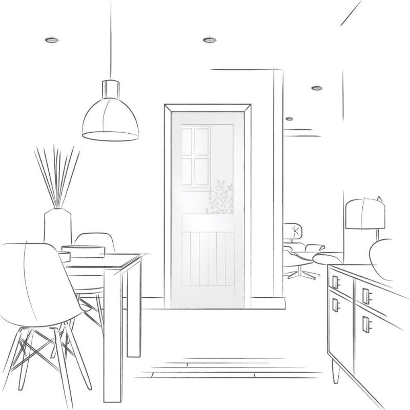 Image for XL Joinery Suffolk Internal White Primed Door with Clear Glass 1981 x 686 x 35mm (27")