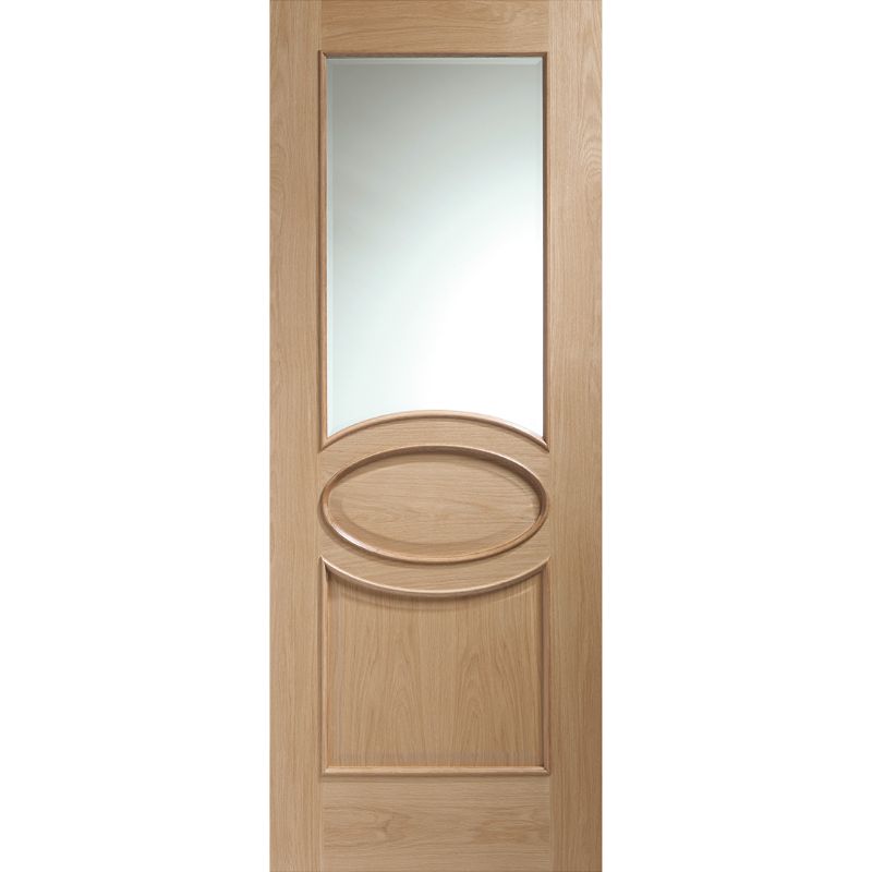 Image for XL Joinery Calabria Internal Oak Door with Clear Bevelled Glass and Raised Mouldings 1981 x 762 x 35mm (30")