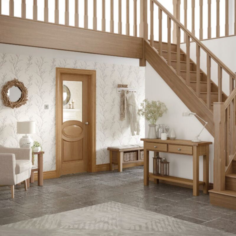 Image for XL Joinery Calabria Internal Oak Door with Clear Bevelled Glass and Raised Mouldings 1981 x 762 x 35mm (30")