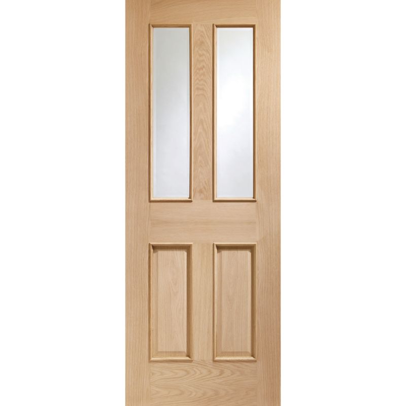 Image for XL Joinery Malton With Raised Mouldings Internal Oak Door with Clear Bevelled Glass 1981 x 838 x 35mm (33")