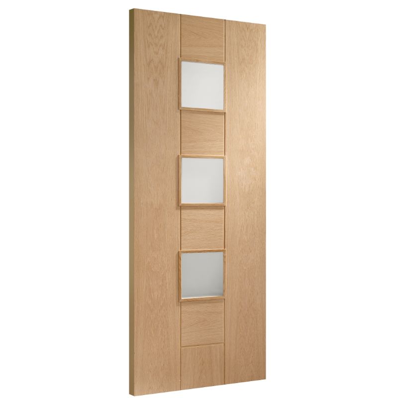 Image for XL Joinery Messina Internal Oak Door with Obscure Glass 1981 x 686 x 35mm (27")