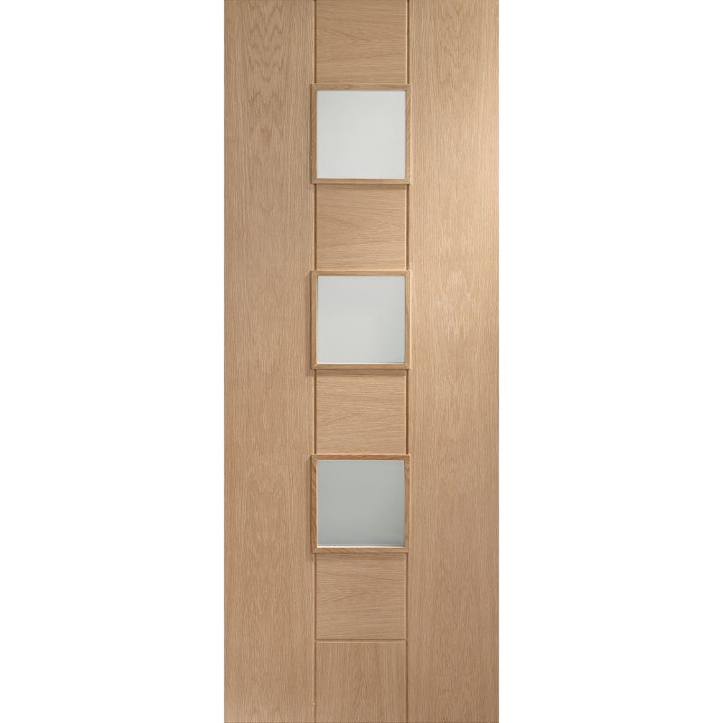 Image for XL Joinery Messina Internal Oak Door with Obscure Glass 1981 x 686 x 35mm (27")