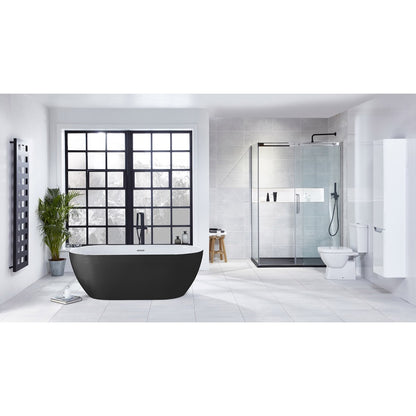 Aqua Summit Graphite Black 1680mm x 800mm Luxury Freestanding Double Ended Bath 