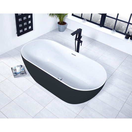 Aqua Summit Graphite Black 1680mm x 800mm Luxury Freestanding Double Ended Bath 