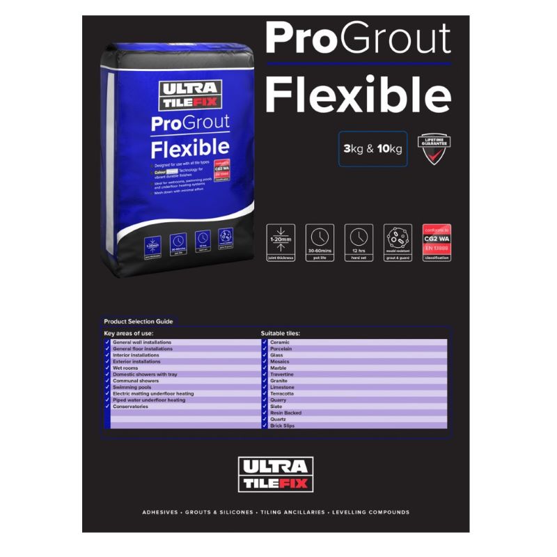 Ultra Tile 3Kg ProGrout Flexible - All Colours