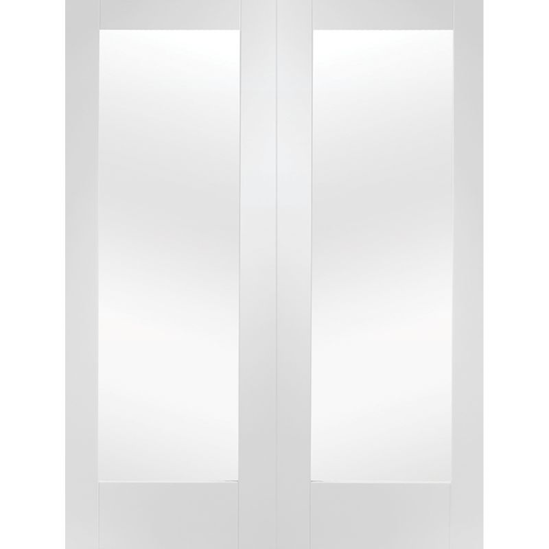 XL Joinery Pattern 10 White Primed Internal Rebated Door Pair with Clear Glass 1981 x 915 x 40mm (36")
