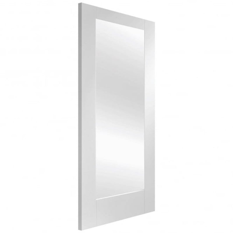 XL Joinery Pattern 10 White Primed Internal Rebated Door Pair with Clear Glass