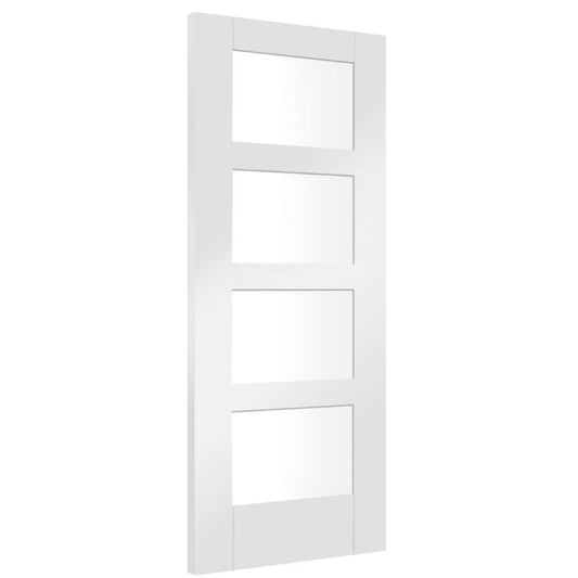 Image for XL Joinery Shaker 4 Light Internal White Primed Door with Clear Glass 1981 x 686 x 35mm (27")