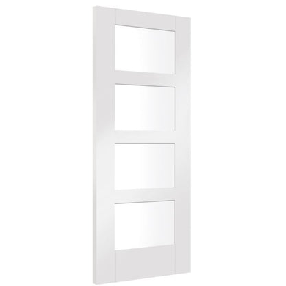 Image for XL Joinery Shaker 4 Light Internal White Primed Door with Clear Glass 1981 x 762 x 35mm (30")