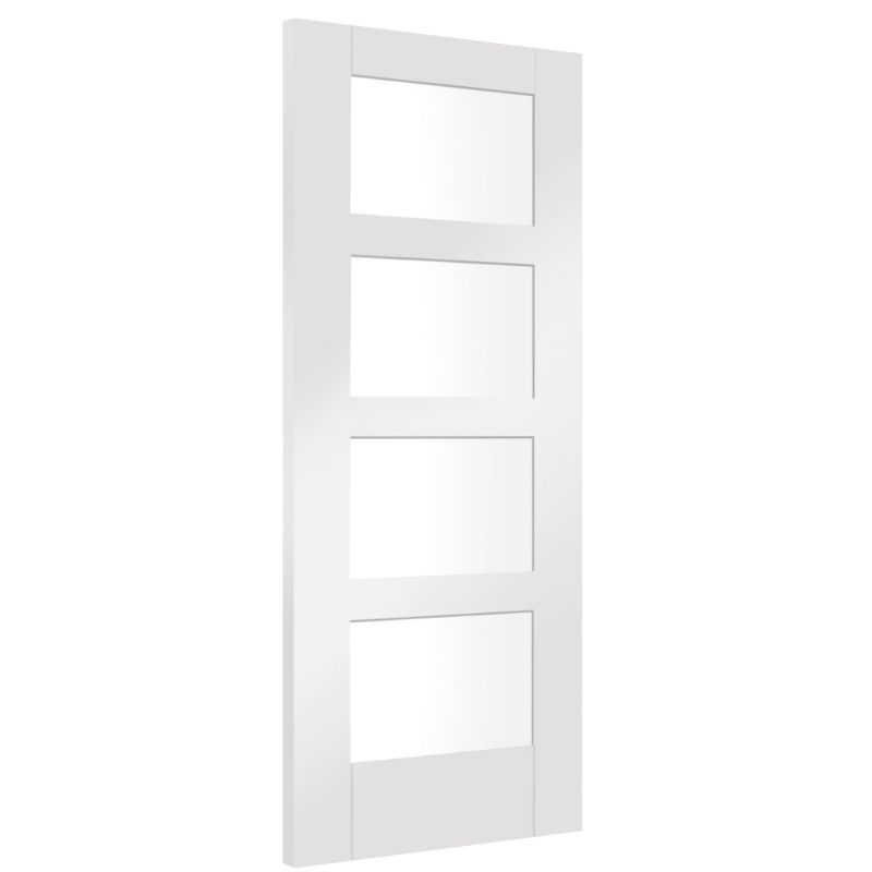 Image for XL Joinery Shaker 4 Light Internal White Primed Door with Clear Glass 1981 x 610 x 35mm (24")