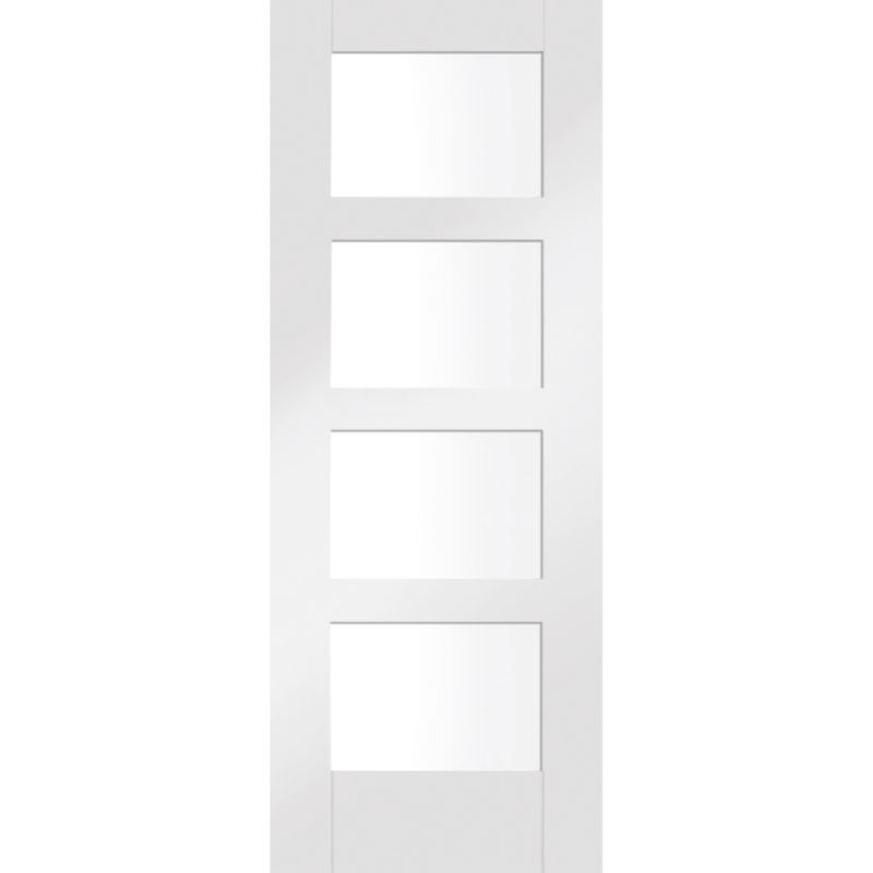 Image for XL Joinery Shaker 4 Light Internal White Primed Door with Clear Glass 1981 x 762 x 35mm (30")