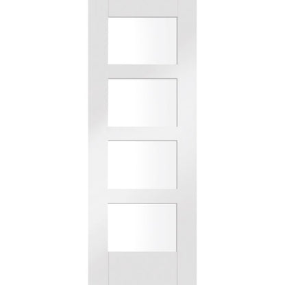 Image for XL Joinery Shaker 4 Light Internal White Primed Fire Door with Clear Glass 1981 x 762 x 44mm (30")