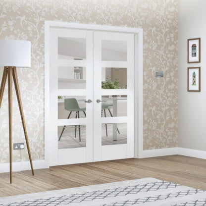 XL Joinery Shaker Internal White Rebated Door Pair with Clear Glass- 1981 x 1168 x 40mm (46")