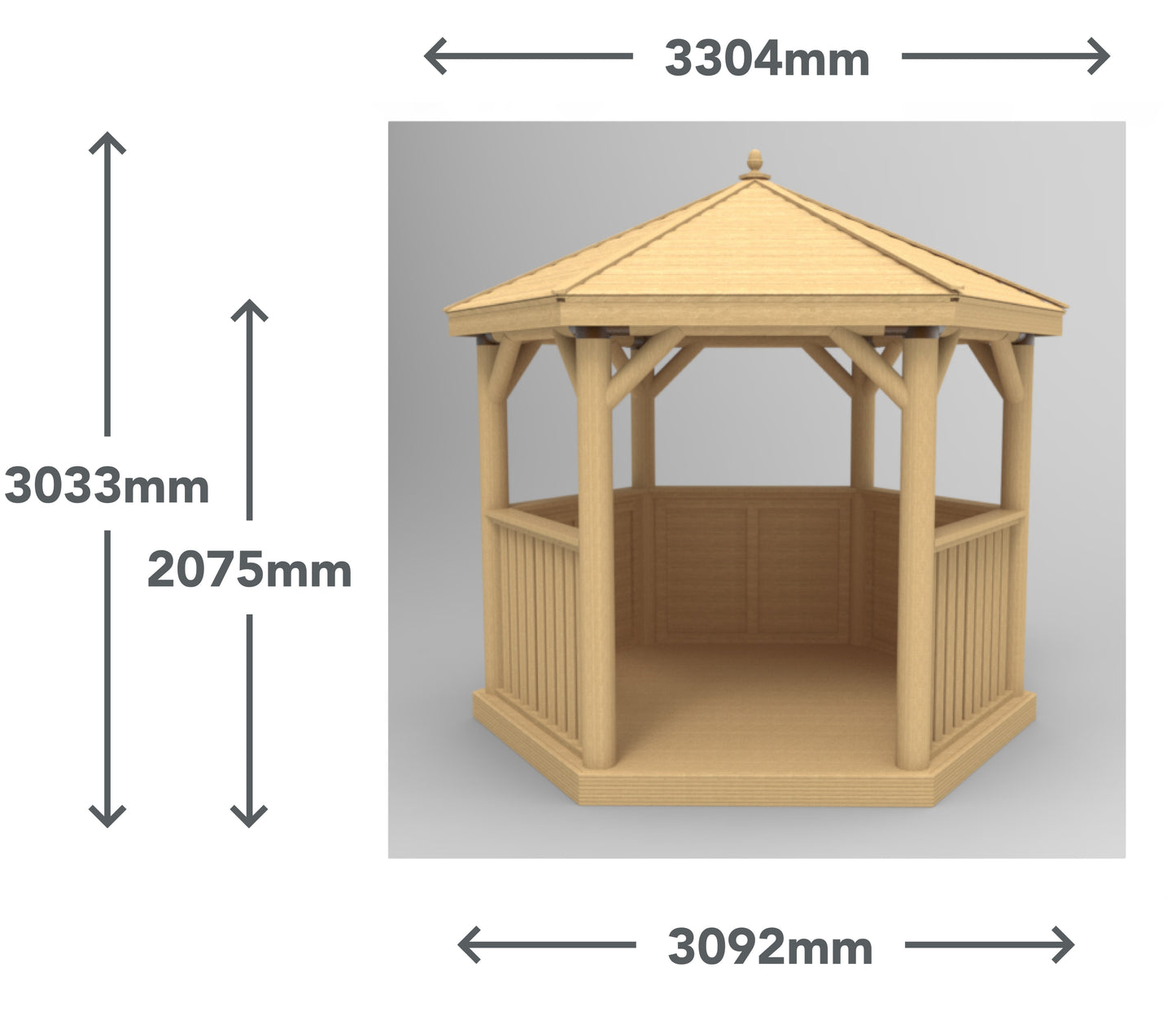 Image for Forest 3m Hexagonal Wooden Garden Gazebo with Thatched Roof - Furnished (Green)