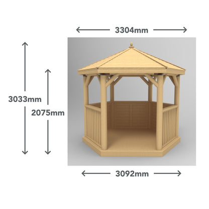 Image for Forest 3m Hexagonal Wooden Garden Gazebo with Cedar Roof - Furnished (Cream)