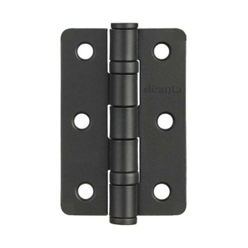 Deanta Pair of Black Corner Steel Hinges 76mm x 50mm x 2mm