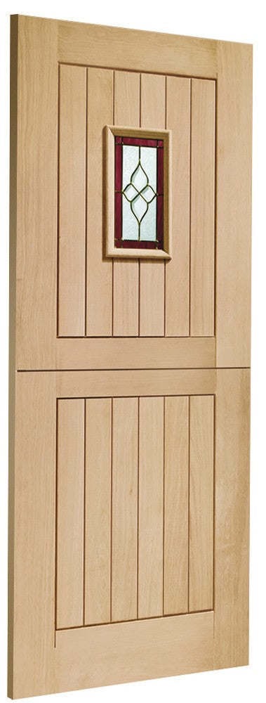 XL Joinery Chancery Stable Triple Glazed External Oak Door (M&T) with Brass Caming