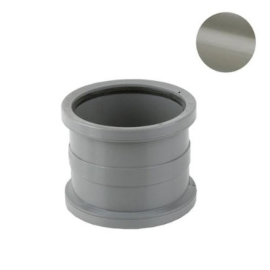 Brett Martin Solvent Soil Double Socket Pipe Connector x 110mm - Grey Olive